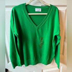 🆕 Old Navy Bright Green V-Neck Sweater
